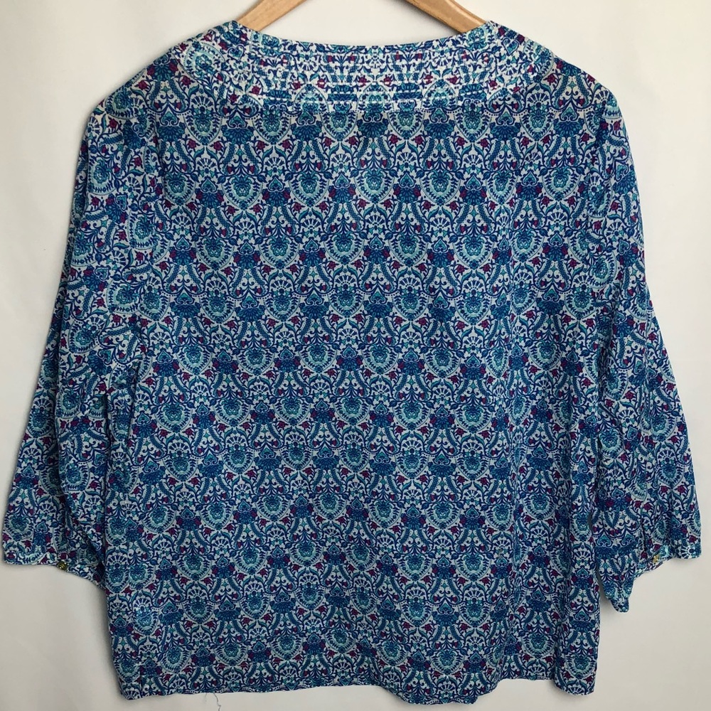 Talbots Blue Paisley Blouse Medium Petite - Picture 4 of 4